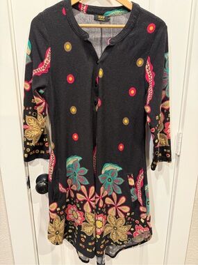 R&B Black Floral Long Sleeve Dress